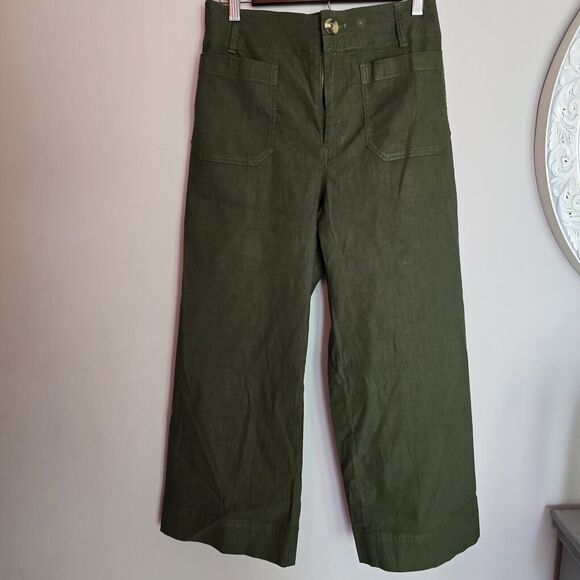 Anthropologie Pants - Anthropologie Maeve Womens 27P Colette Cropped Wide Leg Pant Army Green